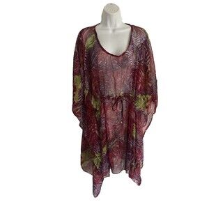 Sunflower Chiffon Floral Sheer Overlay Coverup Free Size Kimono Resort Vacation